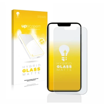 Front side of a product packaging with the brand logo upscreen. Next to it is the device Apple iPhone 13 shown with the corres