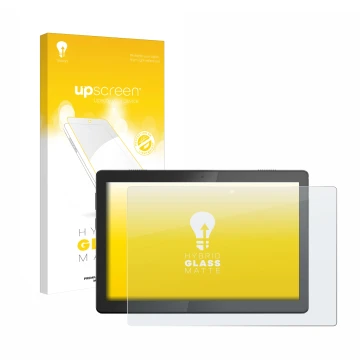 Front side of a product packaging with the brand logo upscreen. Next to it is the device Lenovo Tab M10 TB-X505F shown with th