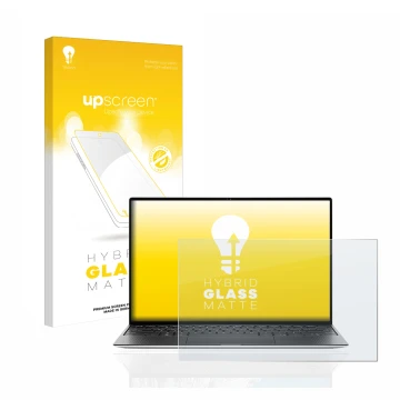 Front side of a product packaging with the brand logo upscreen. Next to it is the device Dell XPS 13 9310 Non-touch shown with