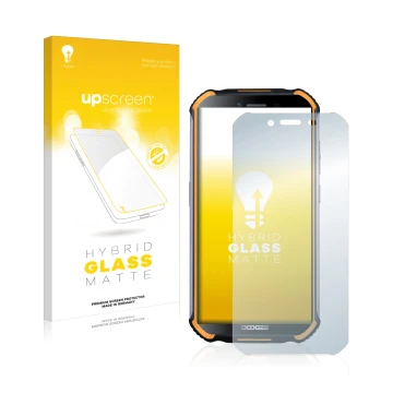 Front side of a product packaging with the brand logo upscreen. Next to it is the device Doogee S40 Pro shown with the corresp