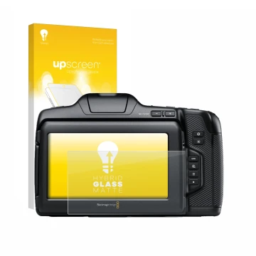 Front side of a product packaging with the brand logo upscreen. Next to it is the device Blackmagic Pocket Cinema Camera 6K Pr