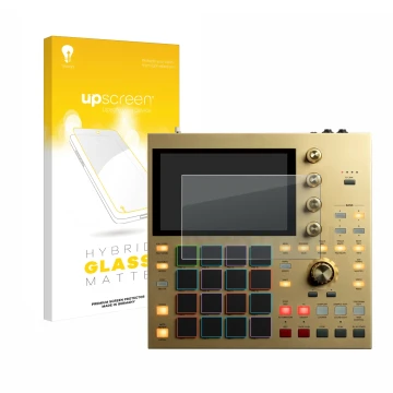 Front side of a product packaging with the brand logo upscreen. Next to it is the device Akai MPC One shown with the correspon
