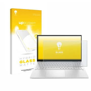 Front side of a product packaging with the brand logo upscreen. Next to it is the device HP Pavilion x360 (15-erX) shown with 