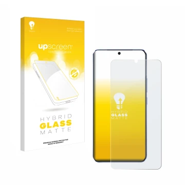 Front side of a product packaging with the brand logo upscreen. Next to it is the device Vivo V21 5G shown with the correspond