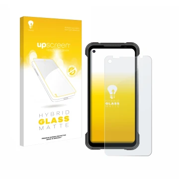 Front side of a product packaging with the brand logo upscreen. Next to it is the device Doogee S97 Pro shown with the corresp