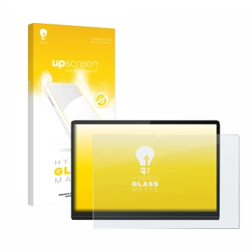 Front side of a product packaging with the brand logo upscreen. Next to it is the device Lenovo Yoga Tab 13 shown with the cor