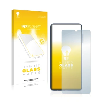 Front side of a product packaging with the brand logo upscreen. Next to it is the device Samsung Galaxy M22 shown with the cor