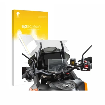 Front side of a product packaging with the brand logo upscreen. Next to it is the device KTM 1290 Super Adventure S 2021 TFT 7