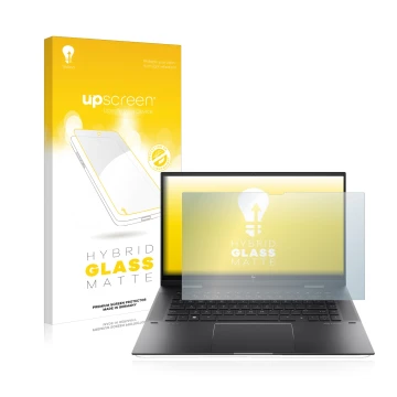 Front side of a product packaging with the brand logo upscreen. Next to it is the device HP Envy x360 (15-eX) (359 mm x 228.2 