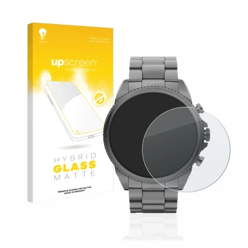 Front side of a product packaging with the brand logo upscreen. Next to it is the device Fossil Gen 6 (44mm) shown with the co