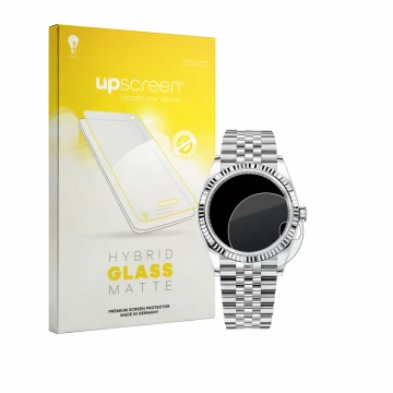 Front side of a product packaging with the brand logo upscreen. Next to it is the device Rolex Datejust 36 shown with the corr