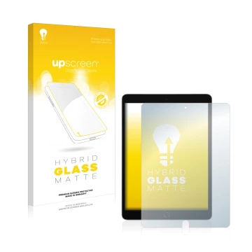 Front side of a product packaging with the brand logo upscreen. Next to it is the device Apple iPad 10.2