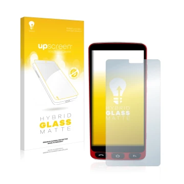 Front side of a product packaging with the brand logo upscreen. Next to it is the device Olympia Neo Smartphone shown with the