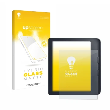 Front side of a product packaging with the brand logo upscreen. Next to it is the device Kobo Libra 2 shown with the correspon