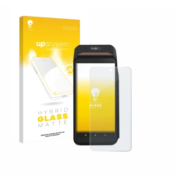 Front side of a product packaging with the brand logo upscreen. Next to it is the device ingenico Axium DX8000 shown with the 