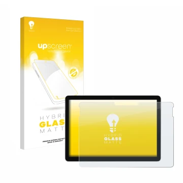 Front side of a product packaging with the brand logo upscreen. Next to it is the device Microsoft Surface Go 3 shown with the