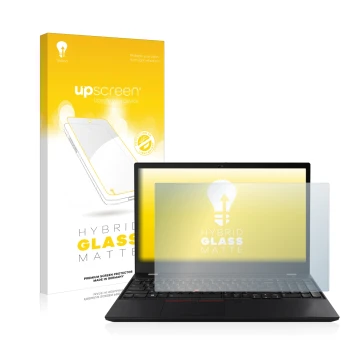 Front side of a product packaging with the brand logo upscreen. Next to it is the device Lenovo ThinkPad T15 Gen 2 shown with 