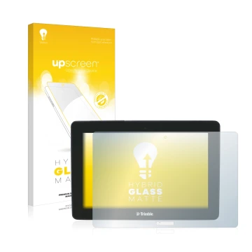 Front side of a product packaging with the brand logo upscreen. Next to it is the device Trimble GFX-750 shown with the corres