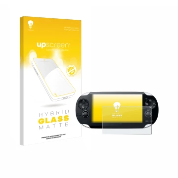 Front side of a product packaging with the brand logo upscreen. Next to it is the device Sony Playstation PS Vita shown with t