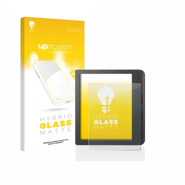 Front side of a product packaging with the brand logo upscreen. Next to it is the device Tolino Vision 6 shown with the corres