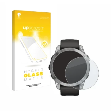 Front side of a product packaging with the brand logo upscreen. Next to it is the device Garmin Fenix 7 (47 mm) shown with the