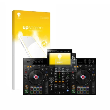 Front side of a product packaging with the brand logo upscreen. Next to it is the device Pioneer XDJ-RX3 shown with the corres