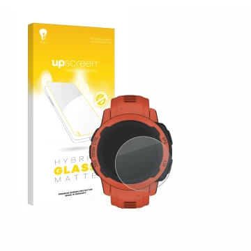 Front side of a product packaging with the brand logo upscreen. Next to it is the device Garmin Instinct 2S shown with the cor
