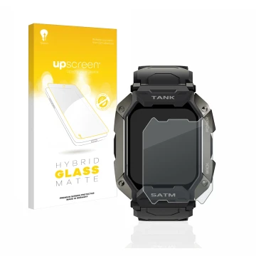 Front side of a product packaging with the brand logo upscreen. Next to it is the device Kospet Tank M1 shown with the corresp
