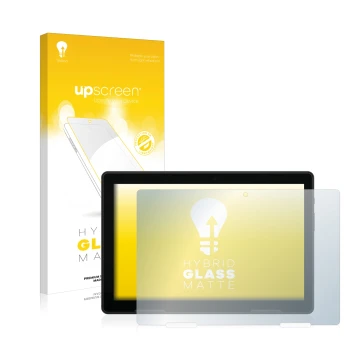 Front side of a product packaging with the brand logo upscreen. Next to it is the device MEDION Lifetab E10814 shown with the 