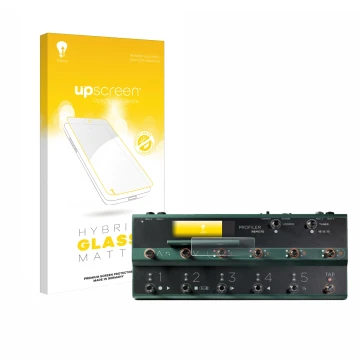 Front side of a product packaging with the brand logo upscreen. Next to it is the device Kemper Profiler Remote shown with the