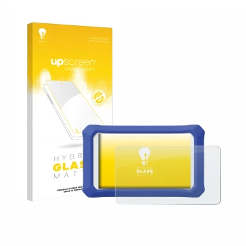 Front side of a product packaging with the brand logo upscreen. Next to it is the device Clementoni Clempad X Revolution shown