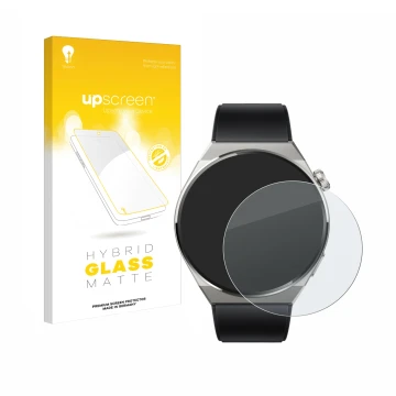 Front side of a product packaging with the brand logo upscreen. Next to it is the device Huawei Watch GT 3 Pro Titanium (46mm)