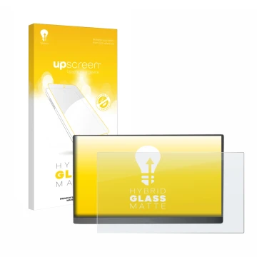 Front side of a product packaging with the brand logo upscreen. Next to it is the device Arzopa 15.6