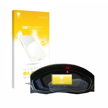 Front side of a product packaging with the brand logo upscreen. Next to it is the device Audi A4 B9 2017 Virtual Cockpit shown