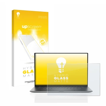 Front side of a product packaging with the brand logo upscreen. Next to it is the device Dell Precision 5570 Touch shown with 