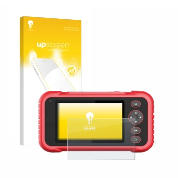 Front side of a product packaging with the brand logo upscreen. Next to it is the device Launch CRP 123 / 129 EVO shown with t