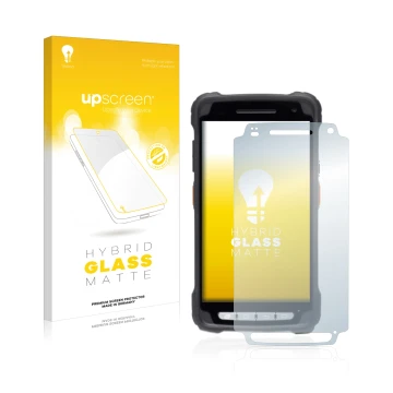 Front side of a product packaging with the brand logo upscreen. Next to it is the device Janam XT3 shown with the correspondin