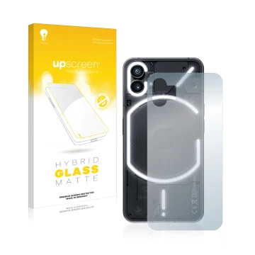 Front side of a product packaging with the brand logo upscreen. Next to it is the device Nothing Phone (1) (Back) shown with t