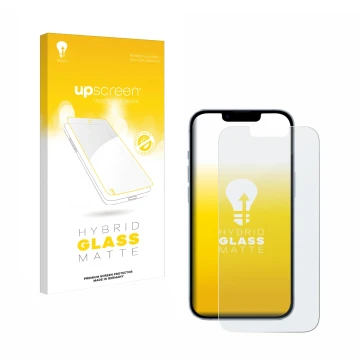 Front side of a product packaging with the brand logo upscreen. Next to it is the device Apple iPhone 14 shown with the corres