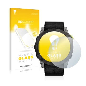 Front side of a product packaging with the brand logo upscreen. Next to it is the device Garmin Enduro 2 shown with the corres