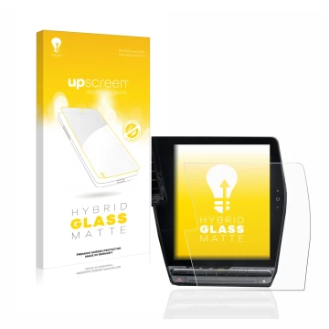 Front side of a product packaging with the brand logo upscreen. Next to it is the device Renault Megane E-Tech openR Link 12