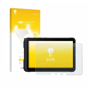 Front side of a product packaging with the brand logo upscreen. Next to it is the device Samsung Galaxy Tab Active 4 Pro shown