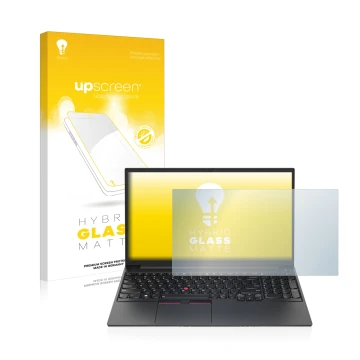 Front side of a product packaging with the brand logo upscreen. Next to it is the device Lenovo ThinkPad E15 Gen 4 shown with 