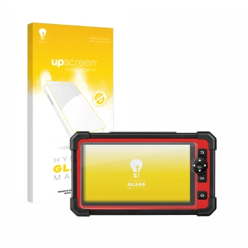 Front side of a product packaging with the brand logo upscreen. Next to it is the device Launch X-431 CRP919E shown with the c