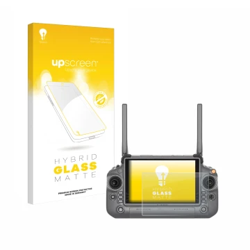 Front side of a product packaging with the brand logo upscreen. Next to it is the device DJI RC Plus shown with the correspond