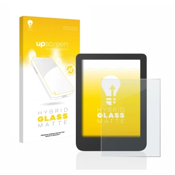 Front side of a product packaging with the brand logo upscreen. Next to it is the device Tolino Shine 4 shown with the corresp