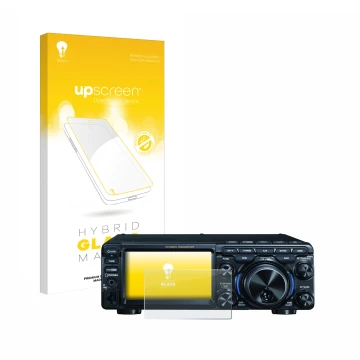 Front side of a product packaging with the brand logo upscreen. Next to it is the device Yaesu FT-710 shown with the correspon