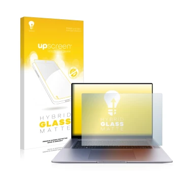 Front side of a product packaging with the brand logo upscreen. Next to it is the device Huawei MateBook 16s shown with the co
