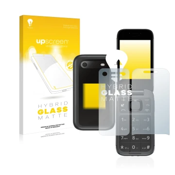 Front side of a product packaging with the brand logo upscreen. Next to it is the device Nokia 2660 Flip (Front+Back) shown wi