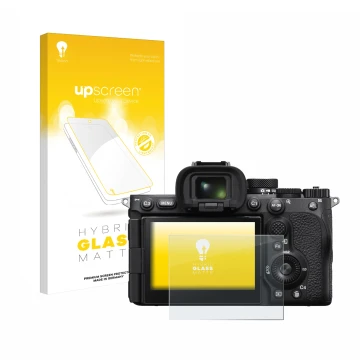 Front side of a product packaging with the brand logo upscreen. Next to it is the device Sony Alpha 7R V / a7R V shown with th